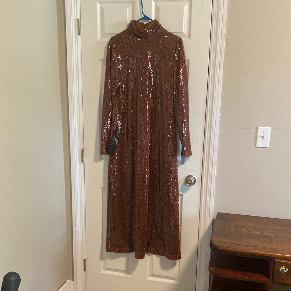 BCBGMaxAzria Sparkling Copper Sequin Dress